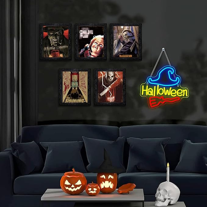 NOSUN Halloween Neon Sign Happy Halloween Wall Decor LED Lights for Bedroom Living Room Bar Office USB Powered Children Youth Hanging Light Up Sign for Decor Holiday Party Gift