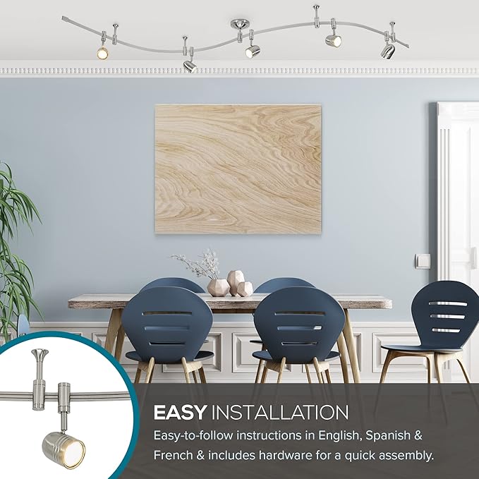 Catalina Lighting 96" Track Ceiling Light, Brushed Nickel, Transitional 5-Light LED Flex Track, Bulb Included, for Kitchen, Living Room, Home Lighting