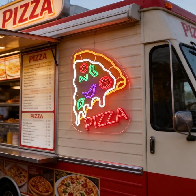 Pizza Neon Sign - Dimmable LED Light & Wall Decor for Restaurant, Shop, Truck & Party | Gift for Pizza Lovers, Men & Women (17x13")