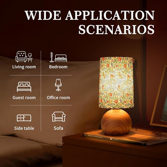 Ziqqeelam Flowers Cute Small Table Lamp, Boho Floral Table Lamps for Bedroom, Bedside Small Table Lamp for Small Space, Farmhouse Mini Table Lamp with Flowers Shape for Bedroom, Living Room, Nursery