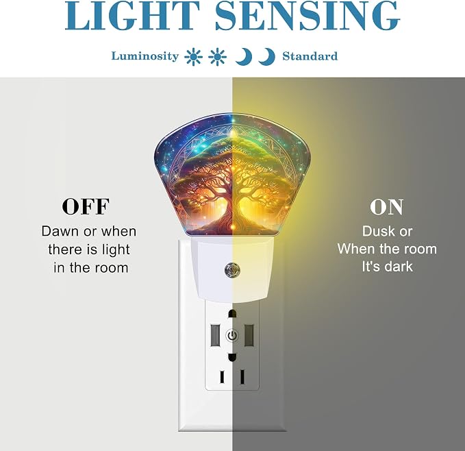 Fantasy Tree of Life Night Light Tree in Milky Way Nightlight Plug into Wall with Dusk to Dawn Sensor for Kid Girls Boys Women Men Room, Hallway, Kitchen, Bathroom, Stairs Decor