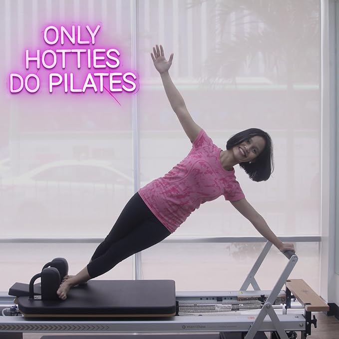 Only Hotties Do Pilates Neon Sign for Wall Decor Dimmable Pink Led Sign for Pilates Studio, Gym Neon Light for Sport Club Yoga Meditation Studio Party Business Wall Art
