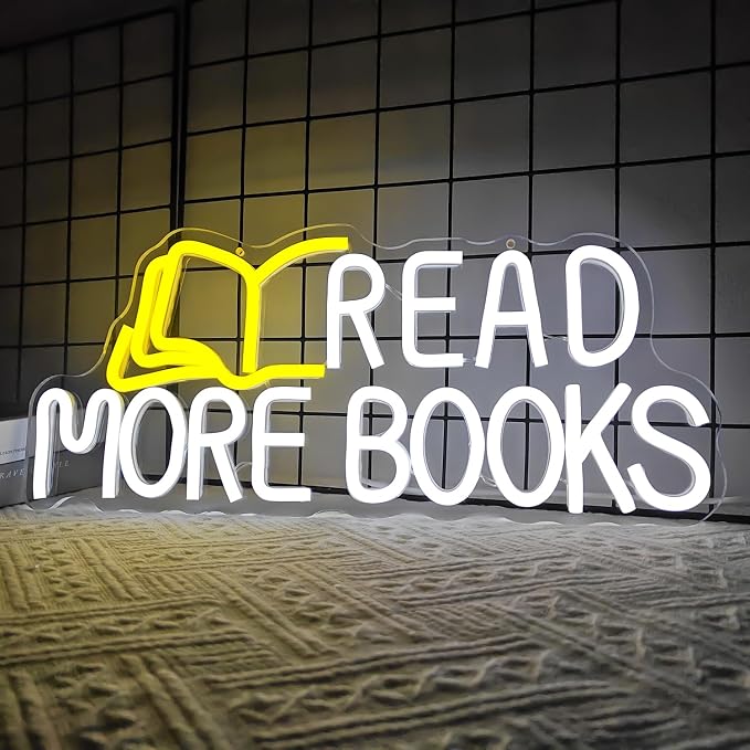 Read More Books Neon Sign Read Neon Light for Classroom Dimmable Led Light Up Sign for Bedroom Bookstore Reading Room Library Museum Study Room Decorations