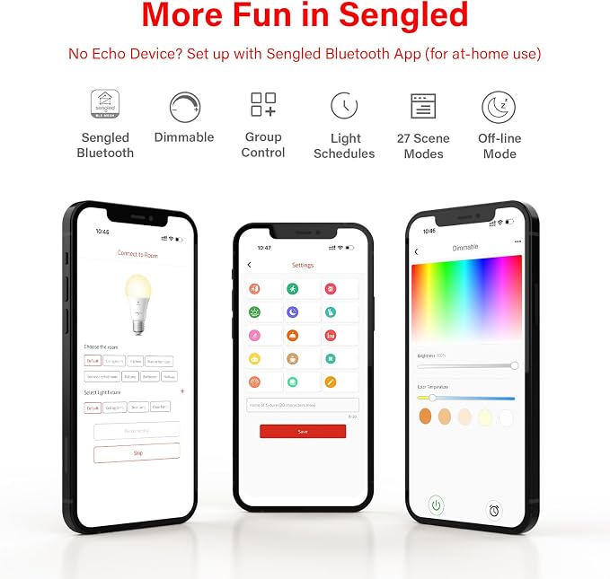 Sengled Smart Light Bulb, E12 Smart Bulb, S1 Auto Pairing with Alexa Devices, Candelabra Light Bulbs, Smart Chandelier Light Bulbs that Work with Alexa, 45W Equivalent, Warm Light Bulbs, 4-Pack