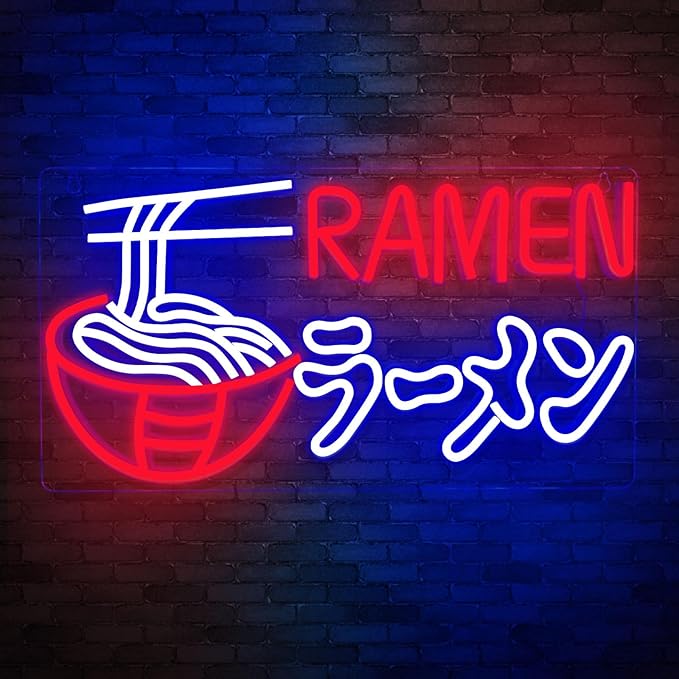 Ramen Neon Sign Japanese Noodles Neon Light for Wall Decor Dimmable LED Ramen Light Up Signs USB Powered Food Shop Neon Signs for Restaurant Store Kitchen Home Bar Dinning Room Christmas