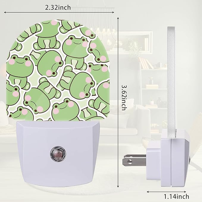 Cartoon Frogs Night Light, Cute Night Light Plug into Wall with Dusk to Dawn Sensor, LED Lamp Energy Saving Lights for Men Women Boys Girls,Lamp for Bedroom Bathroom Hallway