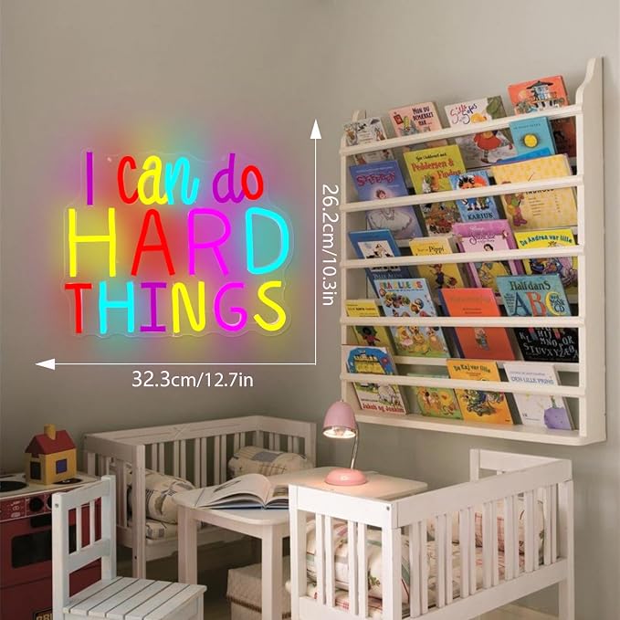 I Can Do Hard Things Neon Sign Led Signs for Classroom Dimmable Neon Lights for Wall Kids Neon Sign for Bedroom Birthday Classroom Backdrop Decor Aesthetic