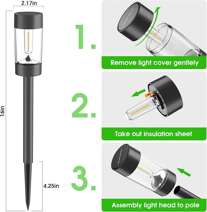 Eyrosa Solar Pathway Lights Outdoor Waterproof, 8 Pack, Cool White | Solar Landscape Lighting for Pathway Garden Yard Path Walkway Driveway Lawn Outside Décor
