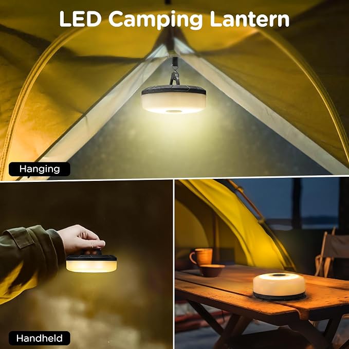 3-Pack Camping String Lights, 32.8FT Rechargeable Lights | Protable Rechargeable Fairy Tent Lights String , Waterproof Portable LED Lamp for Outdoor Indoor Patio Decor Essentials