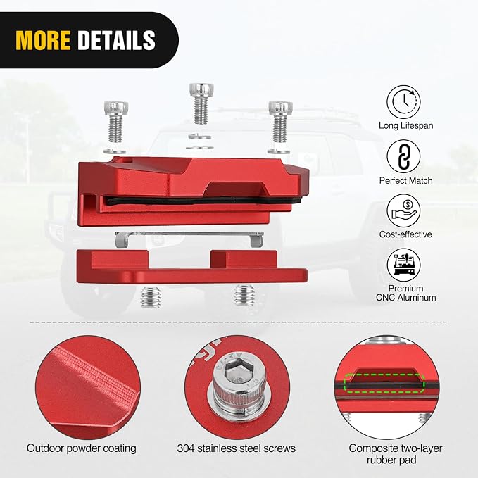 Nilight LED Light Bar Mounting Bracket 2PCS Universal Hood Pods Clamp, Red | No Drilling, Adjustable Aluminum Mount Holder, Mount 4x4 Off-Road Fog Work A-Pillar Lamp on Truck SUV Pickup Van