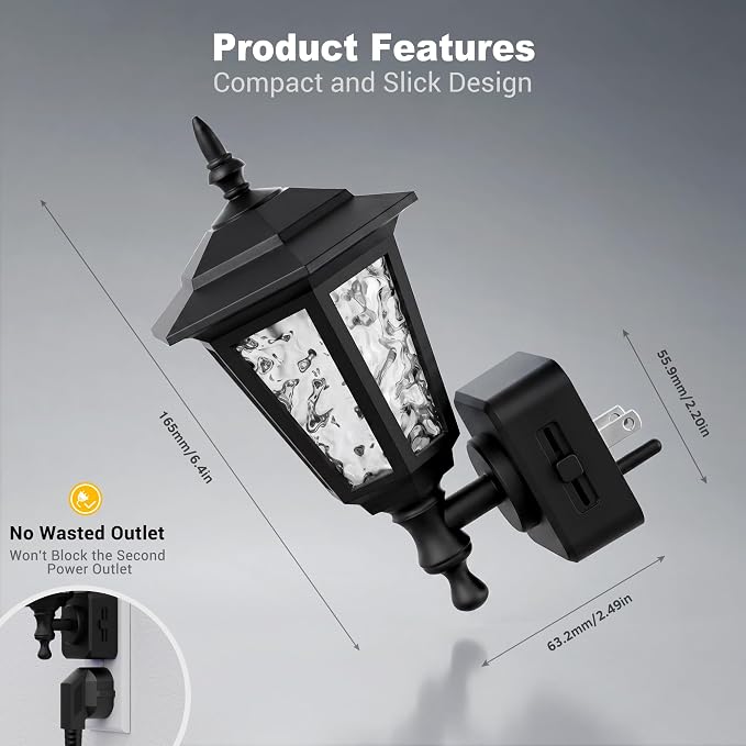 JandCase Night Lights Plug into Wall, 3000K Soft White | Dusk to Dawn Sensor, 0-100LM Dimmable Industrial 180°Rotating Night Light for Bedroom, Bathroom, Living Room, Hallway