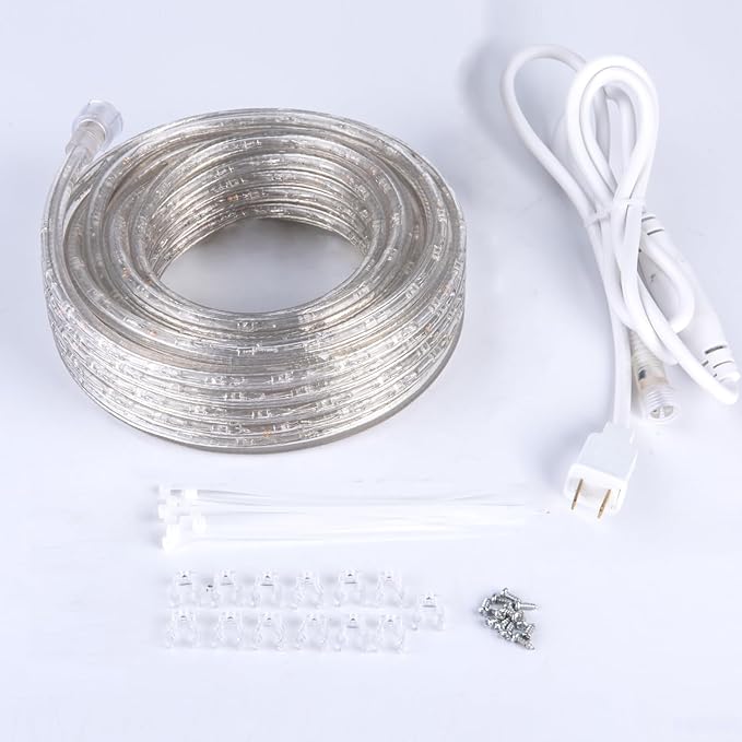 Outdoor LED Rope Lights Indoor Daylight White 6500K Waterproof 432 LEDs 40ft/12m Flexible Plug in 110V UL Listed Power Plug Garden Stairs Balcony Party Christmas