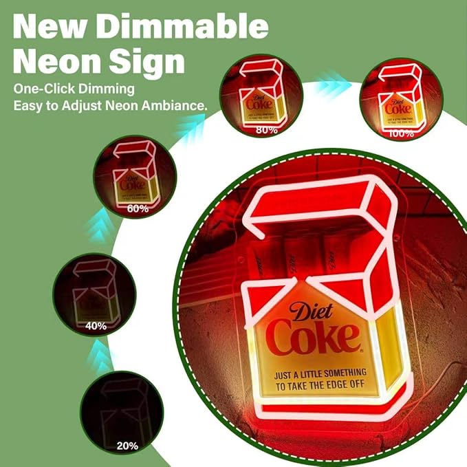 Fridge Cigs Neon Sign, Dimmable Drink Light For Wall Decor, Decor Neon Signs For Business Man Cave, Bar, Shop, Bedroom, Gifts For Christmas, Birthday