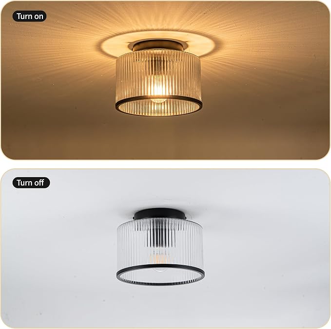 MAYNA Modern Black Semi Flush Mount Ceiling Light Fixture, 1-Light Hallway Light Fixtures Ceiling Mount, Kitchen Lighting Fixtures Ceiling Lights for Bedroom Bathroom Dining Room Entryway