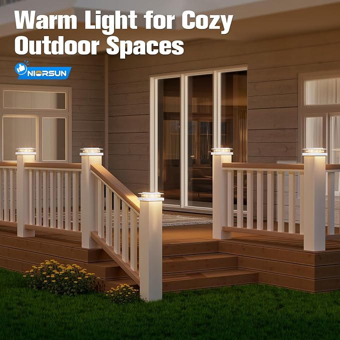 4x4 Post Solar Lights with 2 Modes,Solar Post Lights, 16 Pack White | Solar Post Cap Lights for 4x4 Post Caps Wood Vinyl,5x5 Vinyl Post,IP44 Waterproof Fence Post Solar Lights Outdoor for Deck