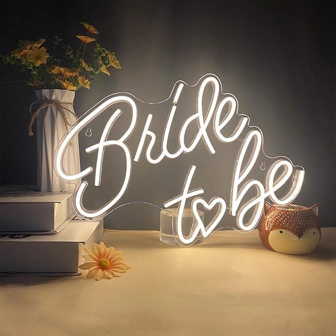 Bride to be Neon Sign, Warm White LED Neon Light Signs USB Wedding Light Signs for Bridal Shower Bachelorette Engagement Party Backdrop