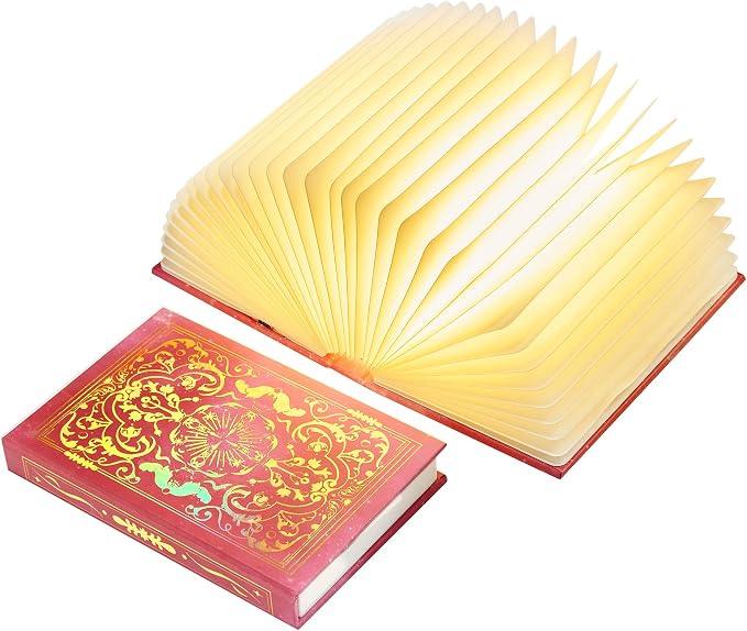 Uniwolk Book Lover Gift | Foldable Rechargeable Book Light, 5 Color Modes | Bookshelf Lantern Paper Lamp | Reading Nooks & Home Decor, Bookish Gifts for Readers & Women, Mini Library & Bookshelf Decor