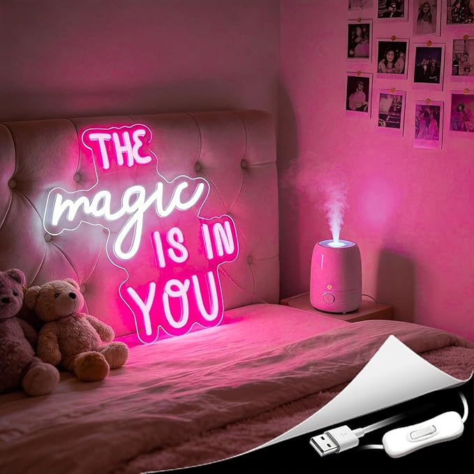 Neon Sign Led Neon Lights Neon Signs for Wall Decor USB Powered Led Neon Signs for Room Decoration (Magic Is In You)
