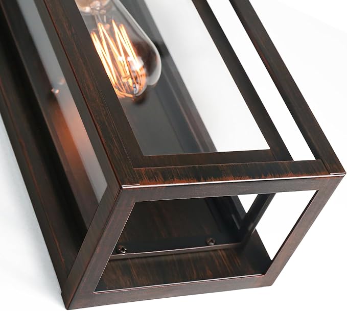15" Outdoor Wall Lights, Distressed Brown Exterior Lighting | Large Size, Anti-Rust, Waterproof, Tempered Glass, Easy Installation, Modern & Classic Outdoor Sconces for House Porch Garage