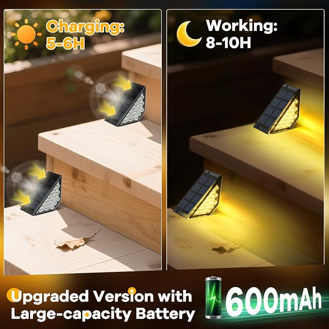 BKBB PPBB Solar Step Lights for Outside, Solar Stair Lights Outdoor Waterproof, Deck Step Lights for Fence, Patio, Yard, Porch, Front Door, Sidewalk, Garden, Patio Decor (12, Warm White)
