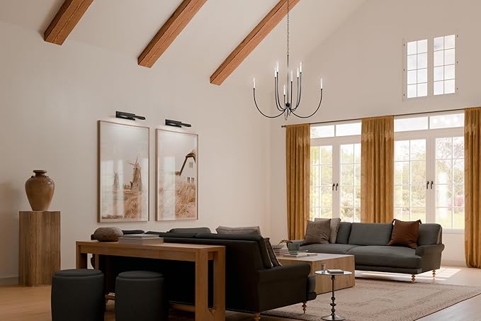 Kichler Malene 8-Light Foyer Chandelier, Updated Traditional Light in Black, Sloped Ceiling Compatible, for Foyer, Dining Room or Living Room (43.5" x 42.25"), 52699BK