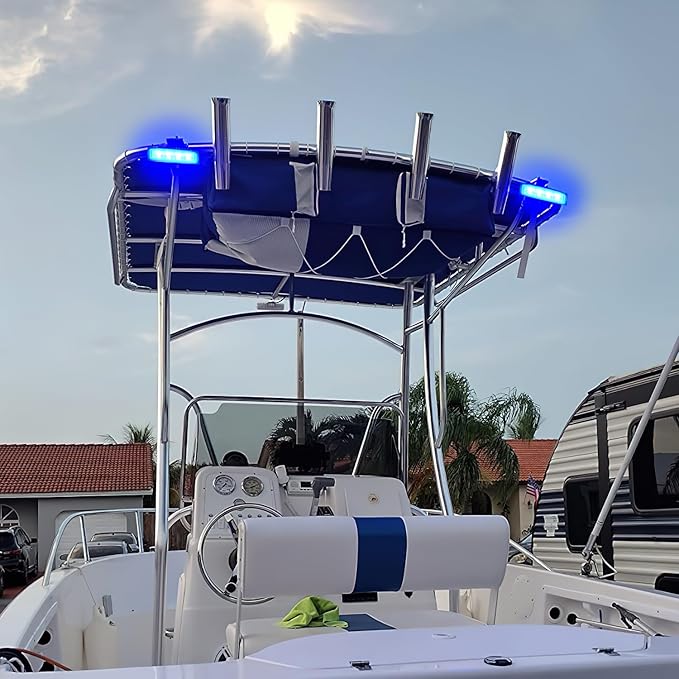 Nilight Marine LED Pods Navigation Lights 2PCS 72W Blue Beam Flood Beam Ponton Boat Deck Dock Lighting for Night Fishing T-top Stern Yacht Kayak Port Sailboat Trucks Tractors