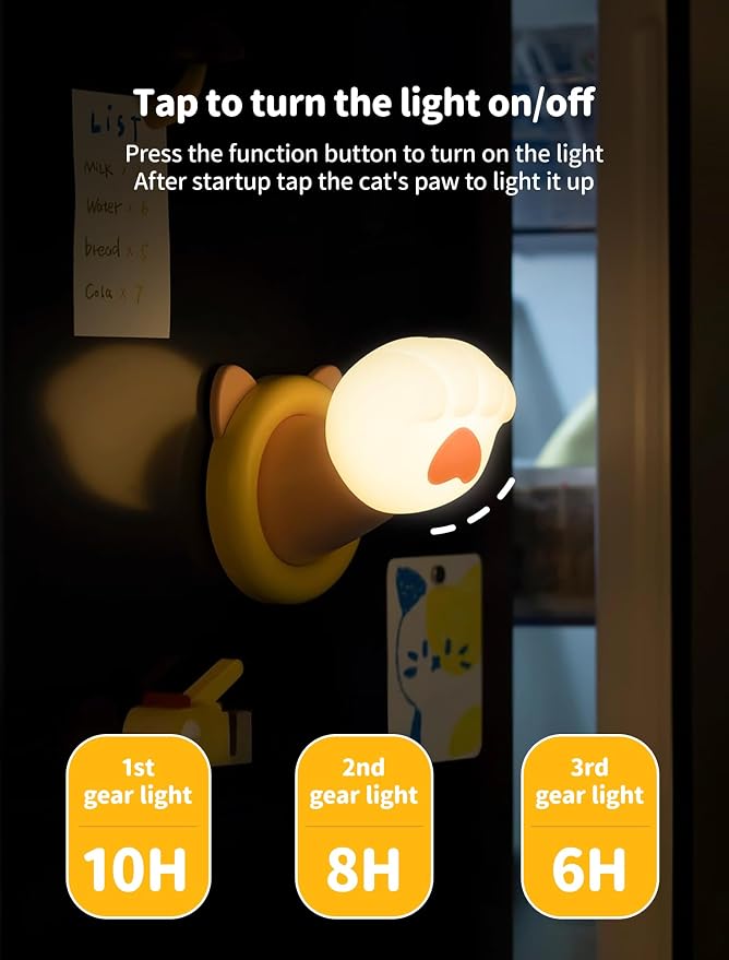 Night Light for Kids, Magnetic Wall Light, Bedside Touch Lamp, Funny Dimmable Silicone Nightlight, Funny Gifts for Women Men Family Friends Neighbors, Kitchen Office Room Decor(Cat Claw)