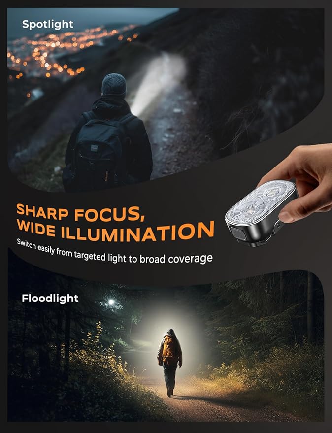 500LM Ultra Bright Mini Clip-on Flashlight Rechargeable, 10 Modes Hands-Free Pocket EDC Flashlight, Waterproof Small Keychain Flashlight, Running Lights for Runners/Emergency/Work/Walking