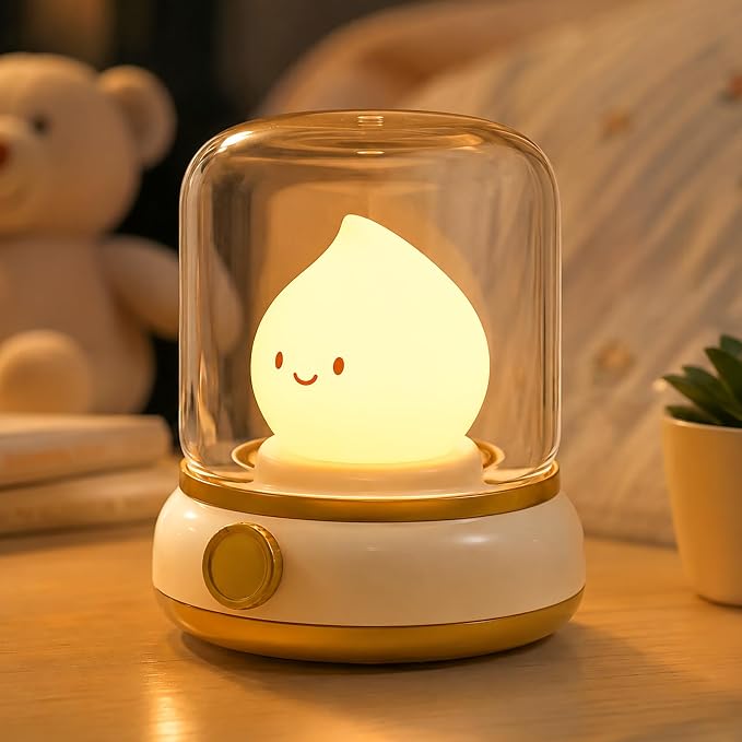 Night Light for Kids, Cute Desk Lamp, Kids Camping Essentials, Rechargeable | BANDIANCY Campfire Night Light, Dimmable Bedside Light for Bedroom, Ghost Flame, Portable, Kids Lantern, Gift for Girls Boys