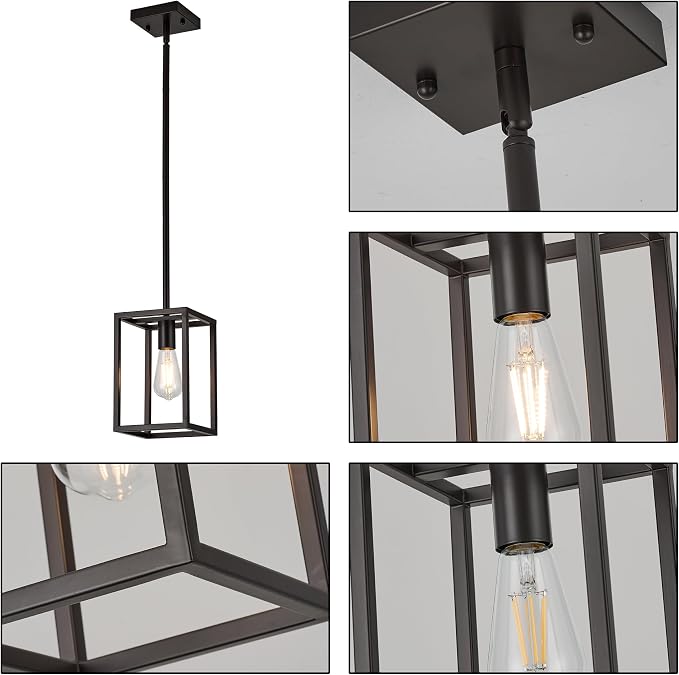 Kitchen Light fixtures Pendant Lighting Chandeliers for Dining Rooms, Mini Pendant Lights 1-Light Modern Hanging Light Fixture Matte Oil-Rubbed Bronze Industrial for Kitchen Island