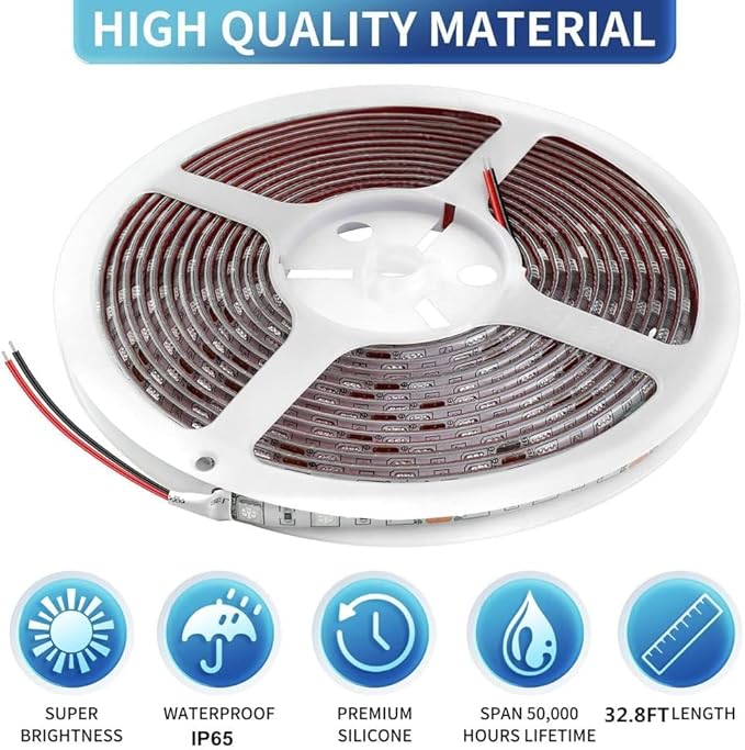 LED Boat Strip Lights, 32.8FT Marine Pontoon Led Lights, Waterproof Boat Interior Light, Under Gunnel Lights, Boat Deck Light, Night Fishing Lights, Good for Pontoon Bass Fishing Yacht Kayak (Red)
