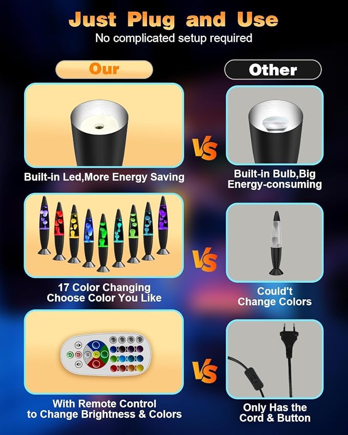 13.5 Inch Liquid Motion Lamps LED, 17 Colors Changing Night Light Table Lamp with Remote Giant Relax Mood Classic Cool Nightlight for Adults Boy Girl Room Home Bedroom Decor, Black