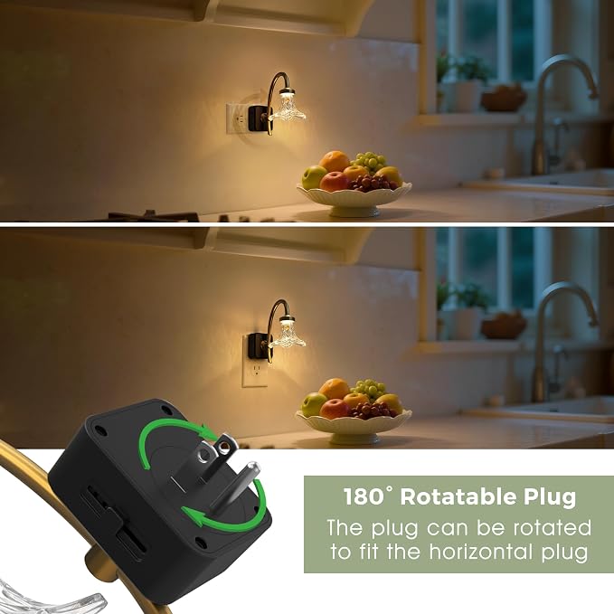 L LOHAS LED 2 Pack Night Lights Plug into Wall, 3000K Soft White | Morning Glory Floral Nightlight with Dusk to Dawn Sensor, 0-100lm Adjustable Brightness, for Hallway Bedroom Stairway