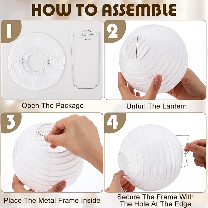 Treela 48 Pcs Paper Lanterns Party Decorations Round,White