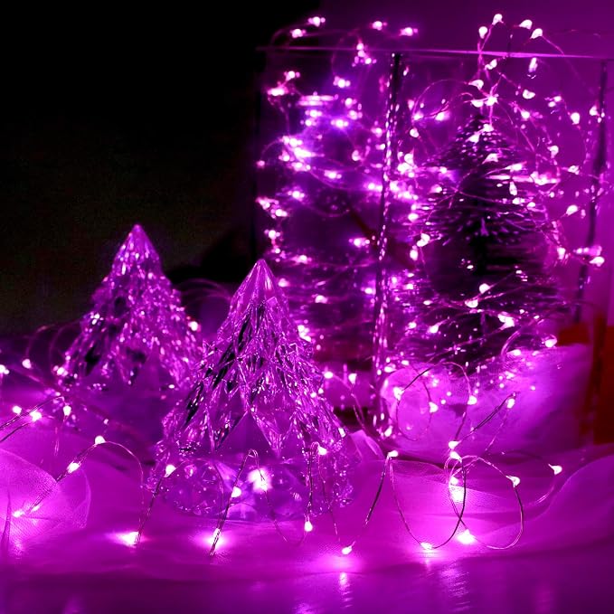 6 Pack Fairy Lights Battery Operated 10ft Silver Wire 30LEDs Pink | No Remote,Battery Operated Fairy Lights,Waterproof Silver Wire, Micro Starry Lights for DIY Wedding Centerpiece Table Décor