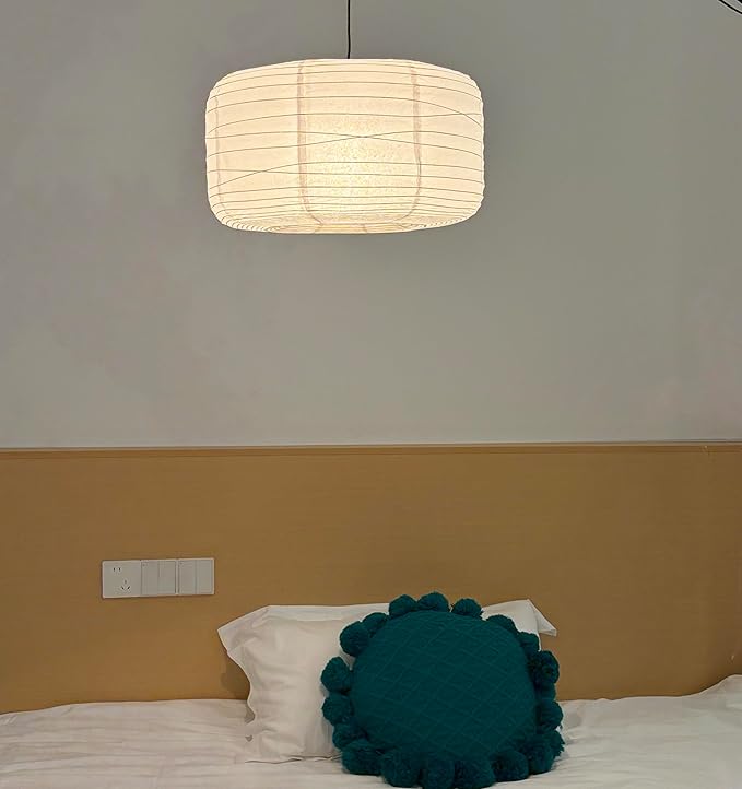 White Doughnut Lampshade(16.93inch/43cm) Cotton Paper Lampshade,Japanese-style Simple Foldable ceiling light, Suitable for Indoor Bedroom, Living Room and Room Decoration