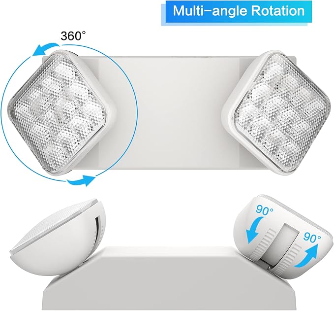 1 Pack Commercial Emergency Light with Battery Backup, Emergency Lights for Business-Hard Wired, UL 924 Certified,AC 120/277V,Two Head Adjustable LED Emergency Lighting.
