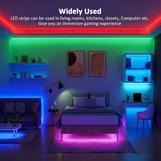 5V USB LED Strip Lights, 3.28FT 3Key COB Light Strip RGB, Short LED Strip Light, Flexible Bright 5V Led Strip for Under Cabinet, Kitchen, TV Backlight, Shelves, Displays and TV Lights