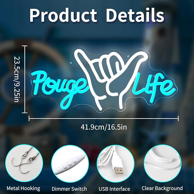 Pogue Life Neon Sign Out Banks Neon Lights for Bedroom Dimmable US Teen Tv Show Neon Lights Pogue Led Wall Decor for Kids Teen Adults Gifts