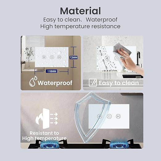 Smart Curtain Switch Single Gang 2.4GHz Wi-Fi Touch Switch, Neutral Wire Required,Work with Smart Life/Tuya App and Alexa,Tempered Glass Panel,White