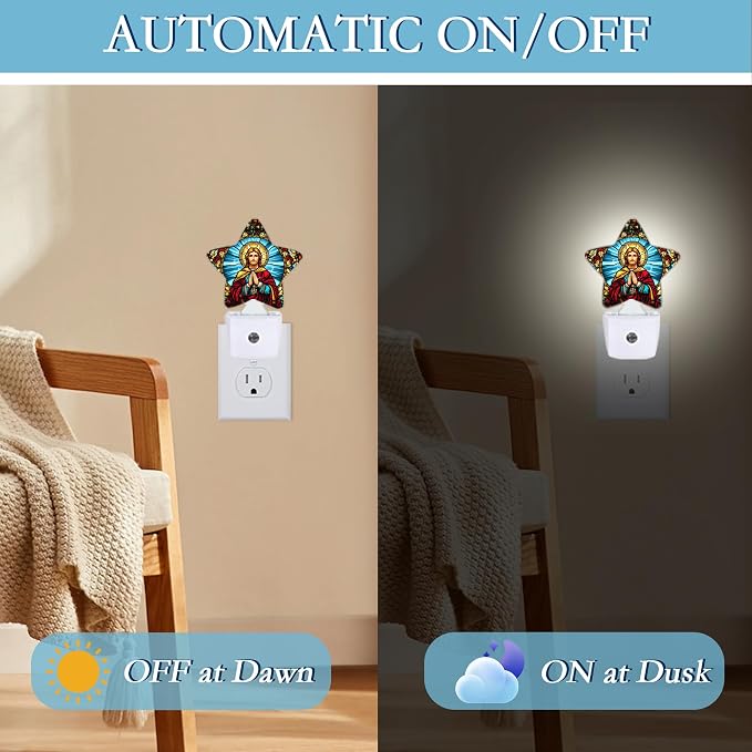 Jesus Christ Night Light,Plug Into Wall Decor Nightlights for Bedroom,Bathroom,Hallway,Stairway,Kitchen,with Dusk to Dawn Light Auto Sensors Led Night Lights Room Gifts