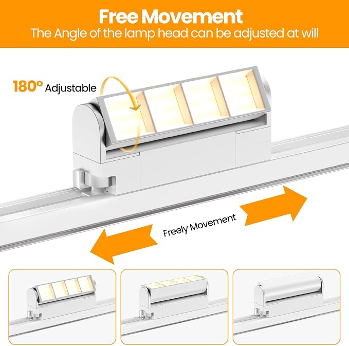 5 Color Linear H Track Lighting Heads H Type Track Light Heads Dimmable LED Track Lighting Fixtures Ceiling Spot Light, H Style Track Heads for H Track Lighting Rails, White CRI90 12W 3 Pack