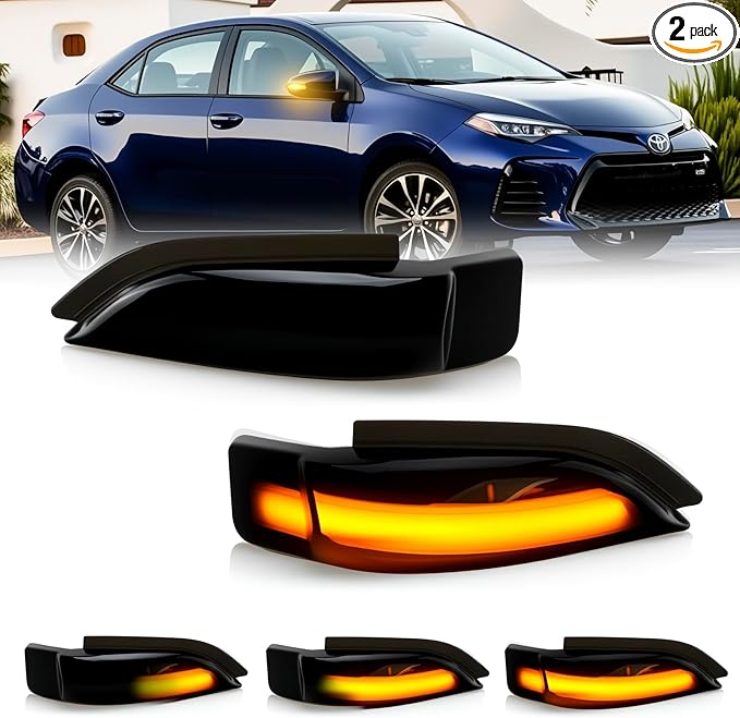 D-Lumina Sequential LED Side Mirror Turn Signal Lights Smoked Lens for Toyo-ta Corolla Camry Avalon Prius C Auris Yaris Verso Vios Scion iM, Dynamic Indicator Strip Blinker Mirror Marker Light