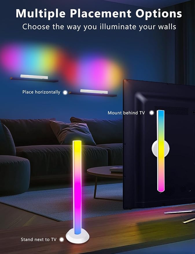 DAYBETTER Smart LED Light Bar,RGBICWW TV Lights for Living Room,Gaming Desk | Remote and App Control,Color Changing,Timing,TV Backlights with Scene and Music Modes,Multiple Placement Options,White