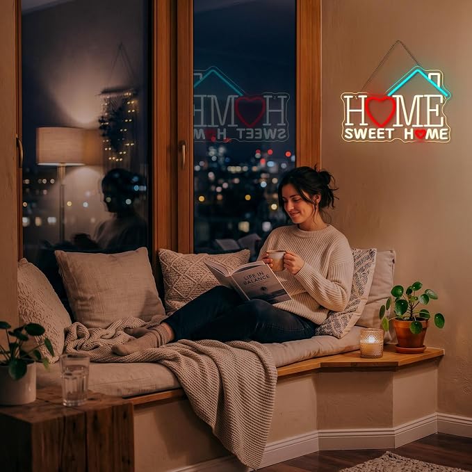 Sweet Home Neon Sign Warm White LED Signs for Living Room Bedroom House New Apartment Wall Decor Welcome Neon Light Up Coffee Office Cozy Home Decor Art Gifts for Newlywed Couples Apartment Renters