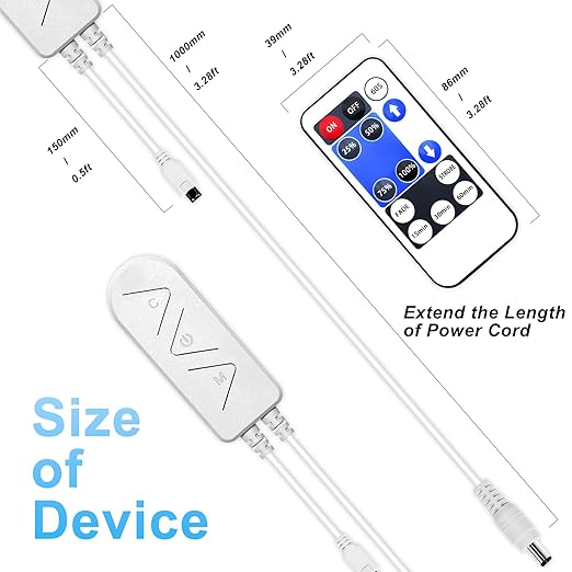 1-Way WiFi Smart Dimmer Switch with IR Remote for Single Color LED Strip Lights Compatible with Alexa and Google, DC 12-24V Controller for 3528/2835/5050/COB LED Strip Light with DC Plug
