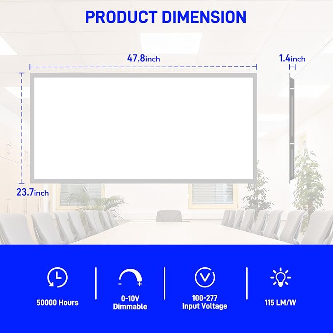 hykolity 2x4 LED Flat Panel Light,Dimmable,Selectable,Drop Ceiling,6 Pack | DLC Listed 0-10V Dimmable 40W/50W/60W 4000K/5000K/6500K 115LM/W Recessed Lights for Office Classroom Hospital Retail Garage