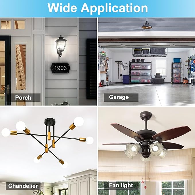 4PK 4000K,Garage Door Opener Light Bulbs, 1500LM Ultra Bright, Minimize Interference, Compatible with Most Garage Door Openers, 12W, 120V, A19 Bulbs with E26 Base