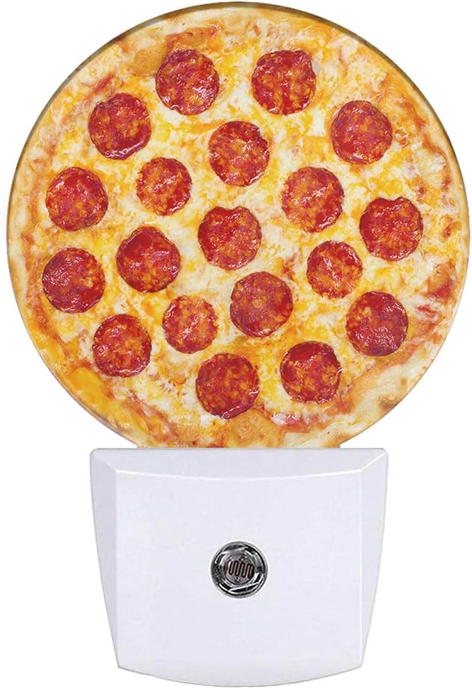 EKOBLA Pizza Night Light, Cheese and Sausage Food Pattern Night Lights Plug Into Wall with Auto Sensor for Teens Room and Novelty Gift