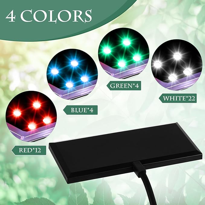 2 Pack Fish Tank Light Clip on LED Aquarium Light 12w 42 LEDs Assemble Aquarium Lamp with White Blue Red Green, 7-14 Inch for 7-22 Inch Planted Tank